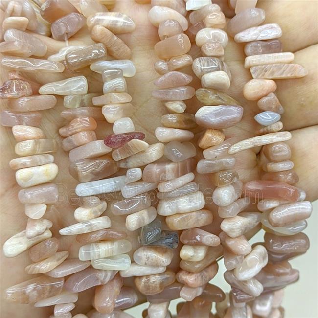 Natural Peach Sunstone Chips Beads Freeform Topdrilled