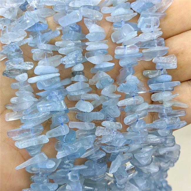 Natural Blue Aquamarine Chips Beads Freeform Topdrilled