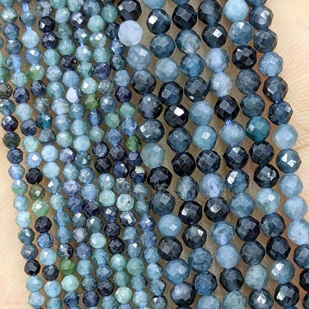 Natural Blue Tourmaline Beads Faceted Round