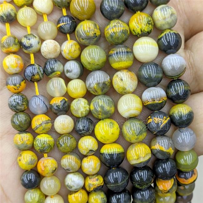 Natural Yellow Bumblebee Jasper Beads Smooth Round