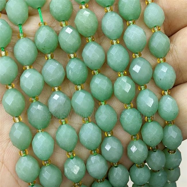 Jade Beads Faceted Rice Green Dye