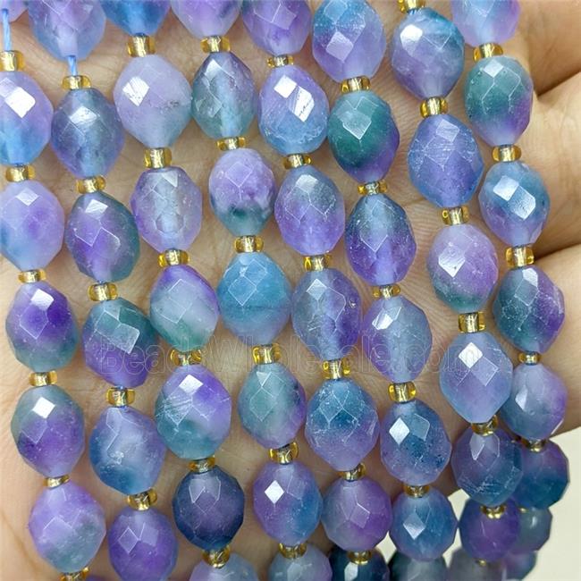 Lavender Dye Jade Beads Faceted Rice Green