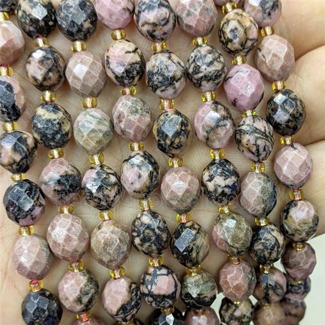 Natural Chinese Rhodonite Beads Pink Faceted Rice
