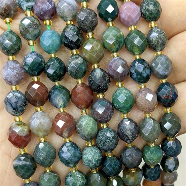 Natural Indian Agate Beads Multicolor Faceted Rice