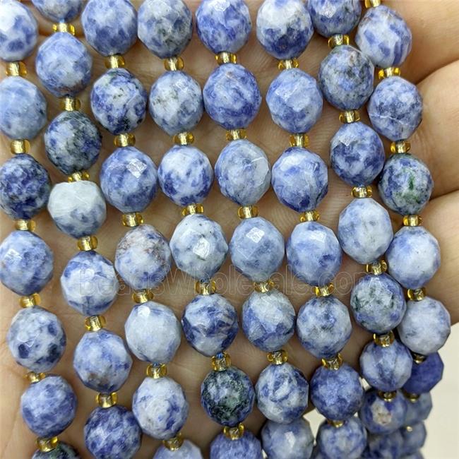 Natural Blue Dalmatian Jasper Beads Faceted Rice