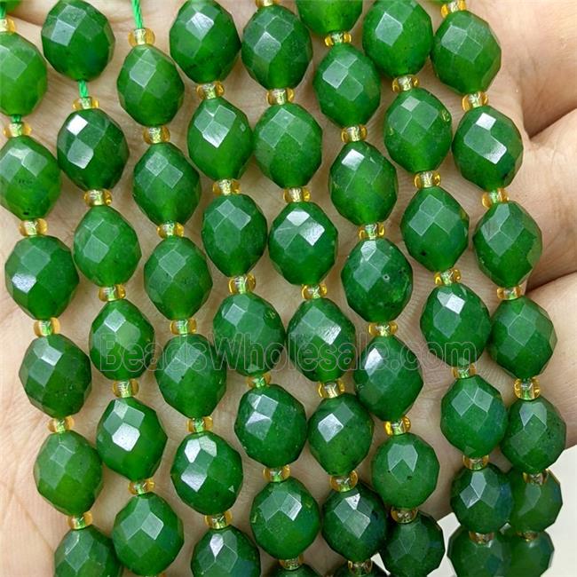 Natural Chinese Nephrite Jade Beads Green Dye Faceted Rice
