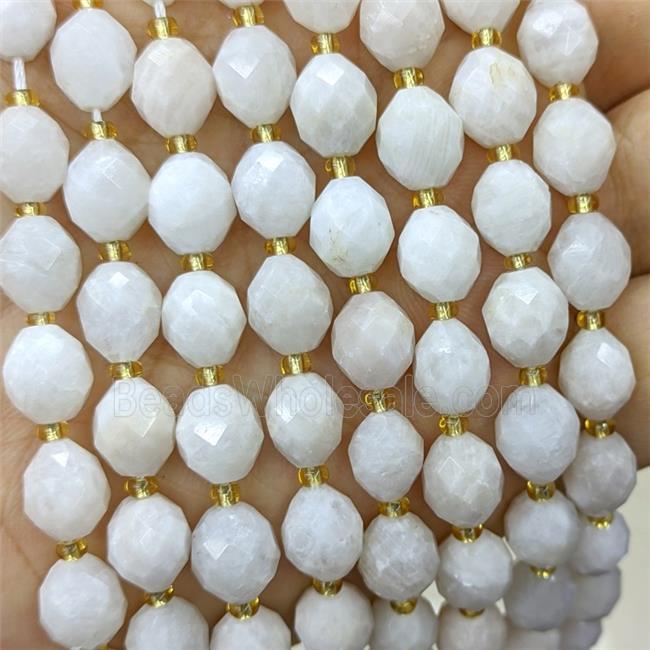 Natural White Moonstone Beads Faceted Rice