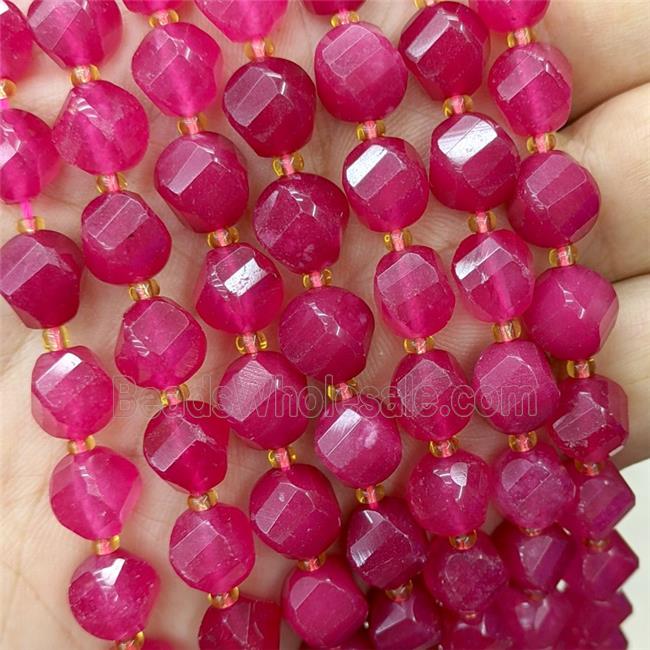 Ruby Red Dye Jade Twist Beads