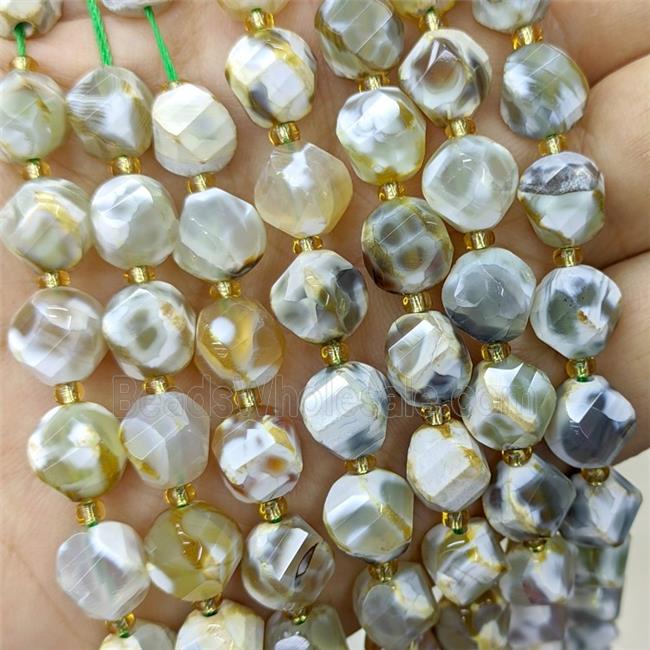 Fire Agate Twist Beads Dye Yellow