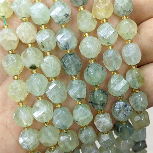 Natural Green Prehnite Twist Beads