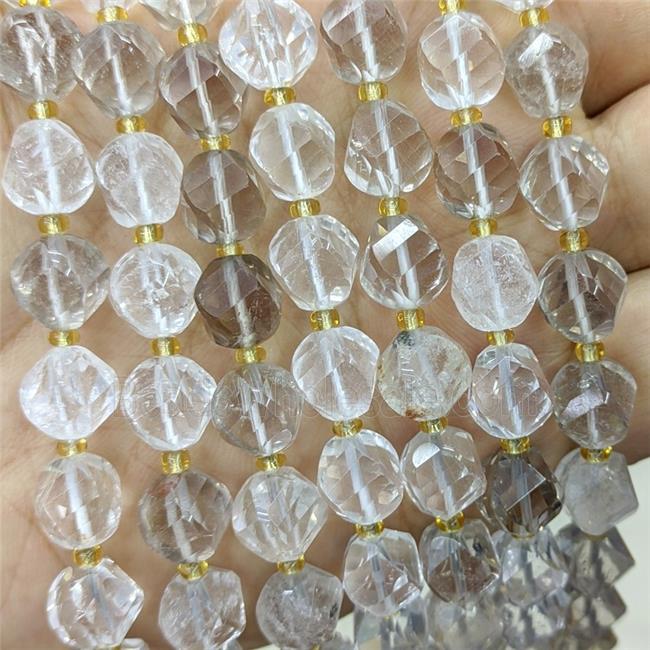 Natural Clear Crystal Quartz Twist Beads