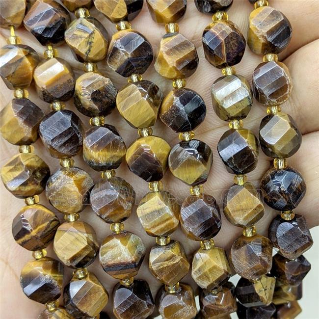 Natural Tiger Eye Stone Twist Beads