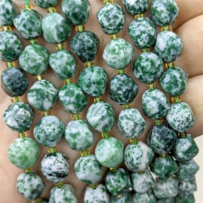 Green Dalmatian Jasper Twist Beads