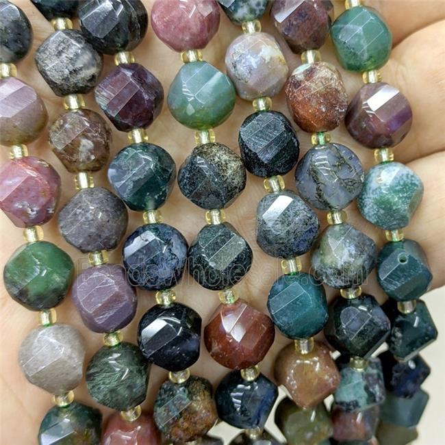 Natural Indian Agate Twist Beads Multicolor