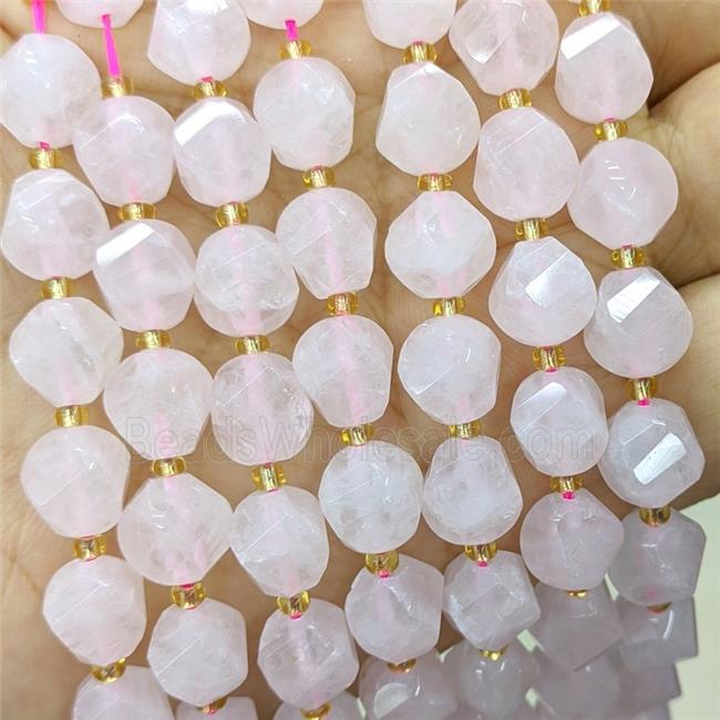 Natural Pink Rose Quartz Twist Beads