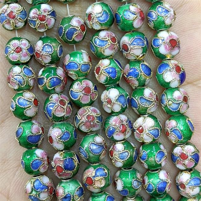 Green Round Cloisonne Beads Flower