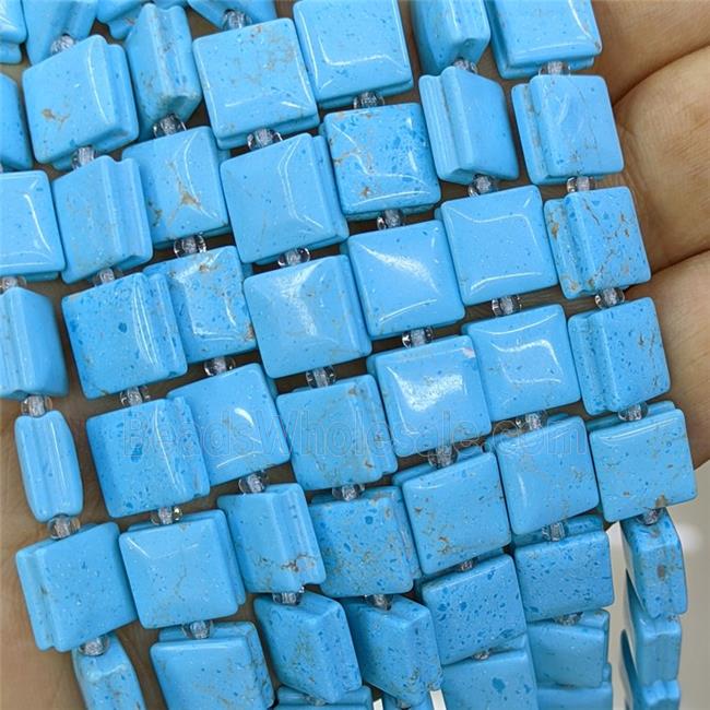 Blue Dye Howlite Turquoise Square Beads