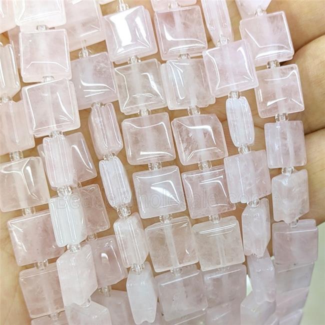 Natural Pink Rose Quartz Square Beads