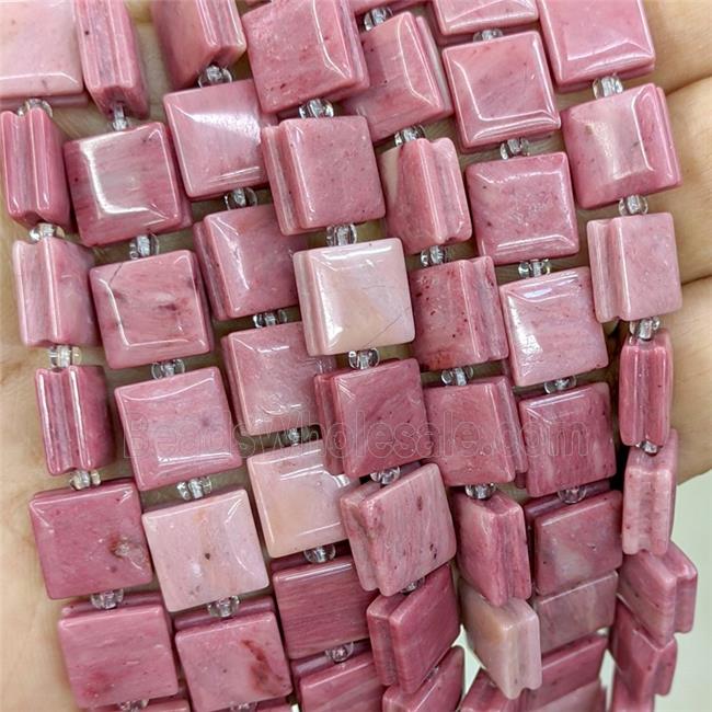 Pink Wood Lace Jasper Square Beads