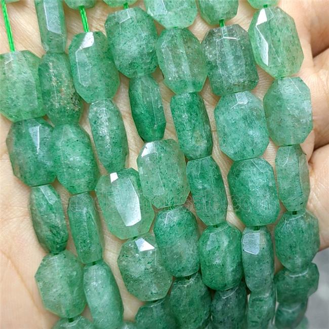 Natural Green Strawberry Quartz Beads Faceted Rectangle