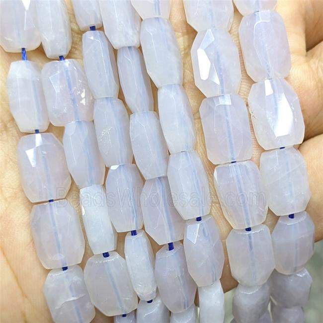 Natural Blue Chalcedony Beads Faceted Rectangle