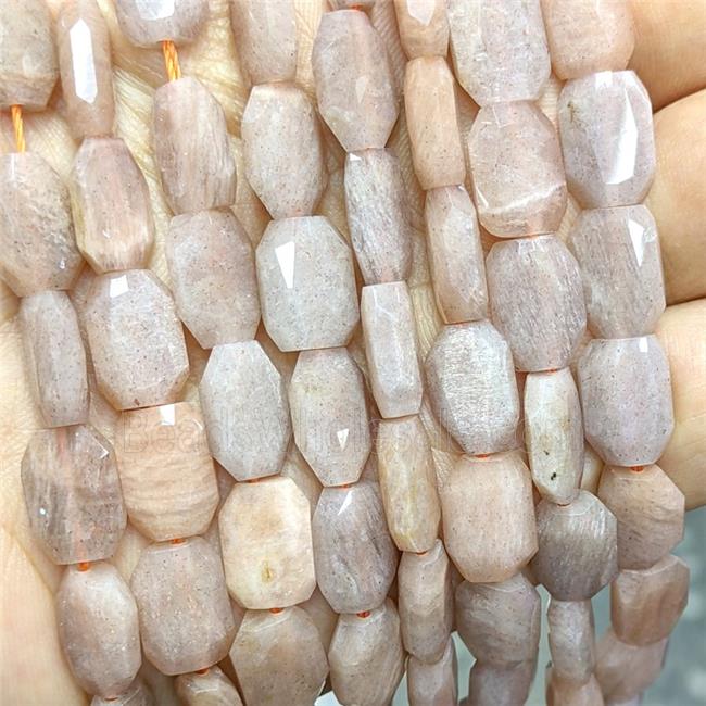 Natural Peach Sunstone Beads Faceted Rectangle