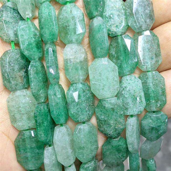 Natural Green Strawberry Beads Faceted Rectangle