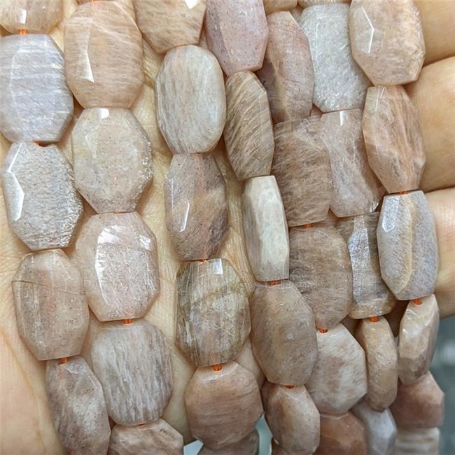 Natural Peach Sunstone Beads Faceted Rectangle