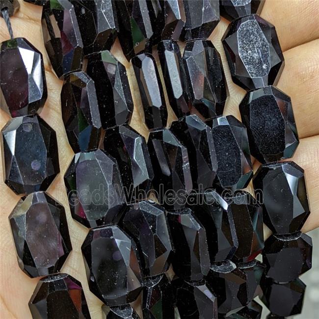 Natural Black Obsidian Beads Faceted Rectangle