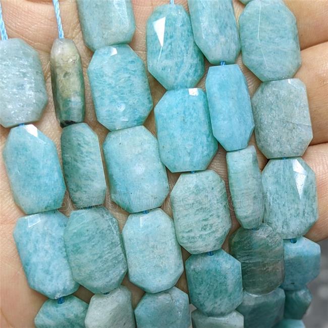 Natural Green Amazonite Beads Faceted Rectangle
