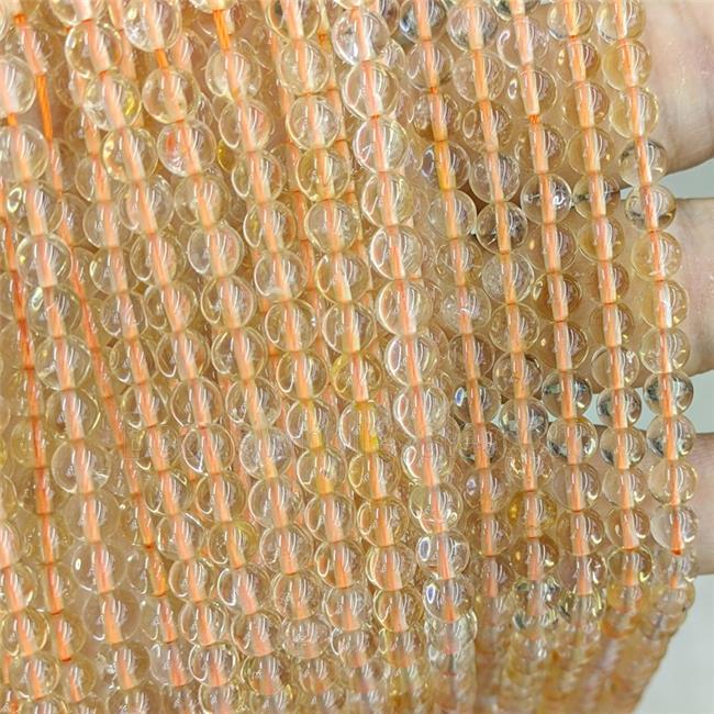 Natural Yellow Citrine Beads Smooth Round A-Grade