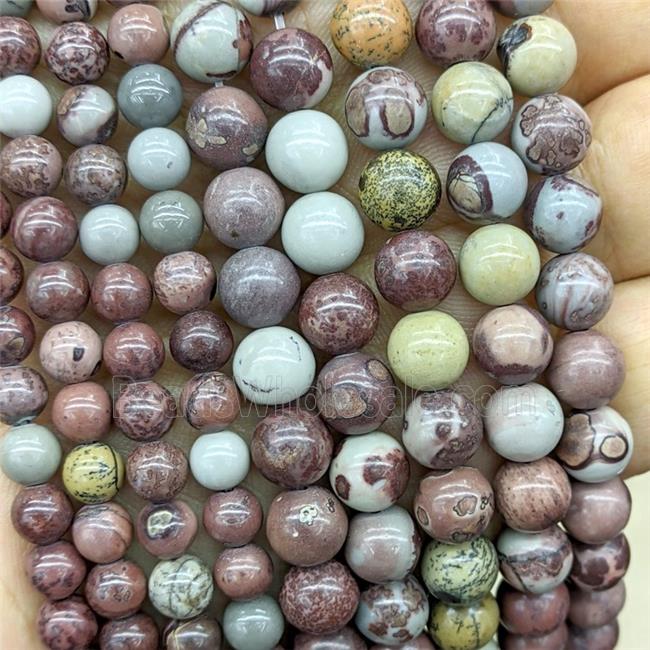 Natural Chinese Chohua Jasper Beads Smooth Round