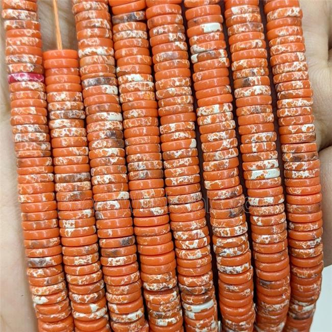 Orange Imperial Jasper Heishi Space Beads Dye