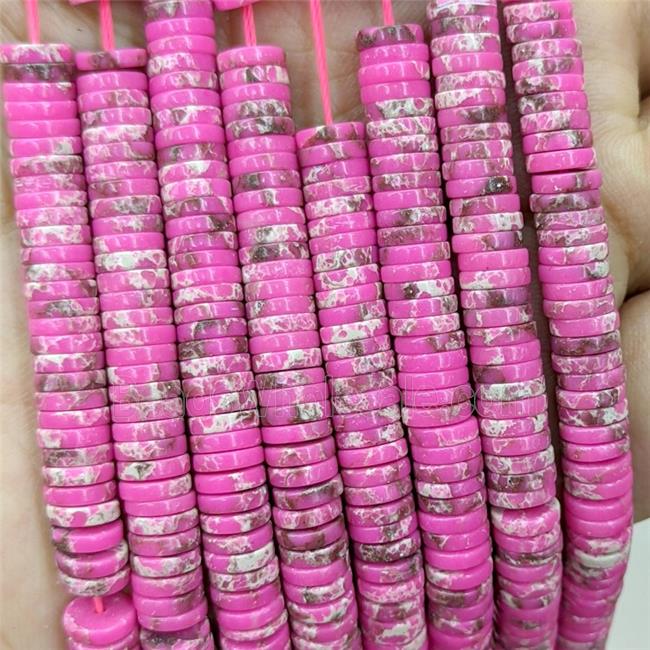 Hotpink Imperial Jasper Heishi Beads Dye