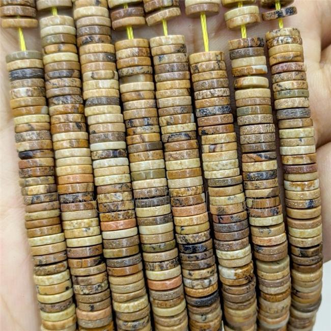 Natural Picture Jasper Heishi Beads
