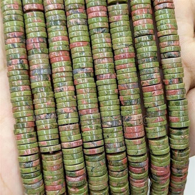 Natural Unakite Heishi Beads Green