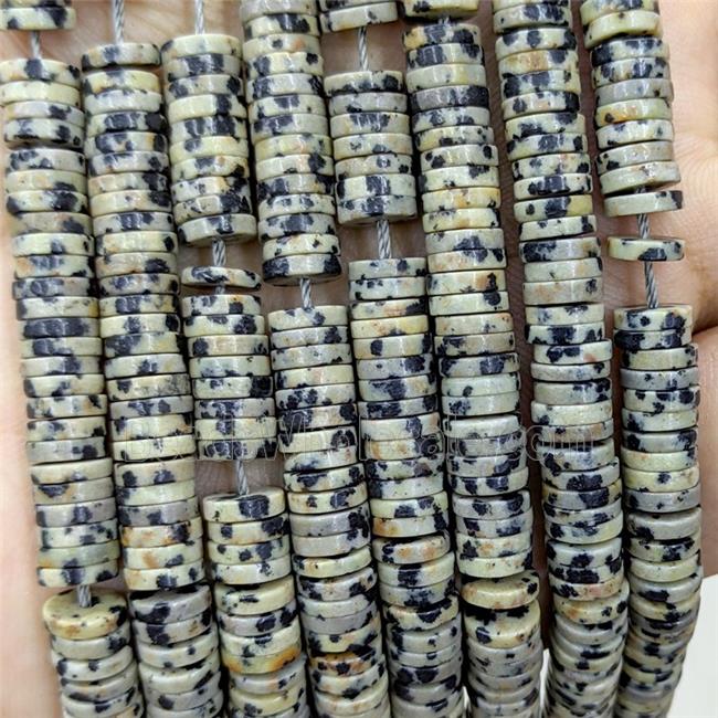 Natural Black Dalmation Jasper Heishi Beads