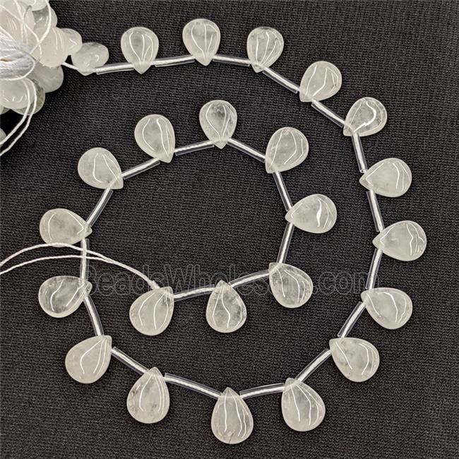 Natural Clear Crystal Quartz Teardrop Beads Smooth Topdrilled