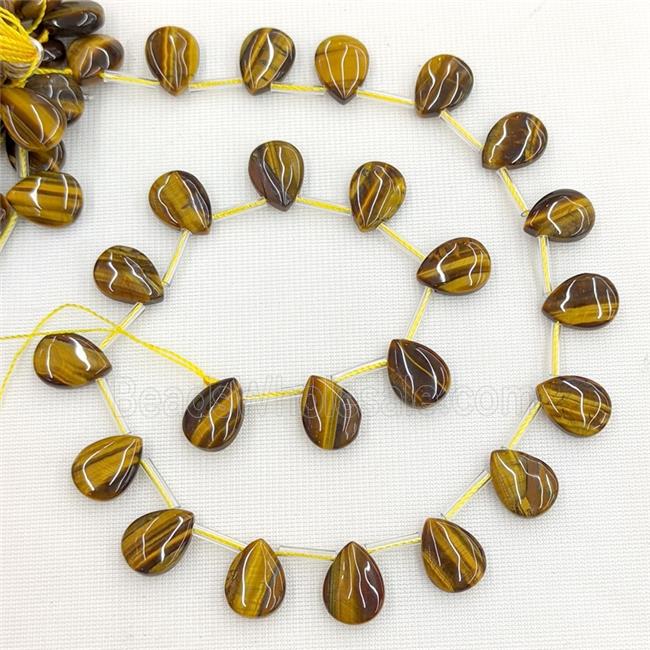 Natural Tiger Eye Stone Teardrop Beads Smooth Topdrilled