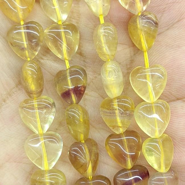 Natural Fluorite Heart Beads Yellow