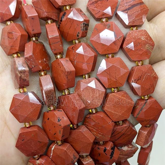 Natural Red Jasper Hexagon Beads