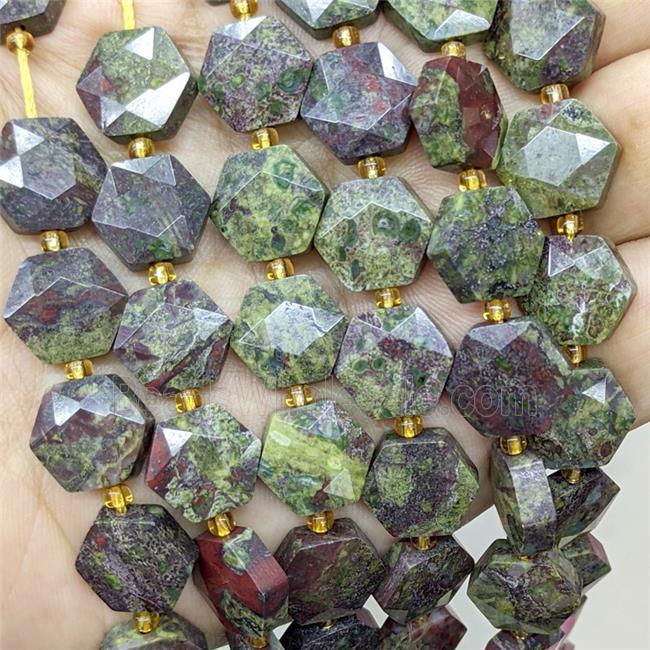 Natural Dragon Bloodstone Hexagon Beads