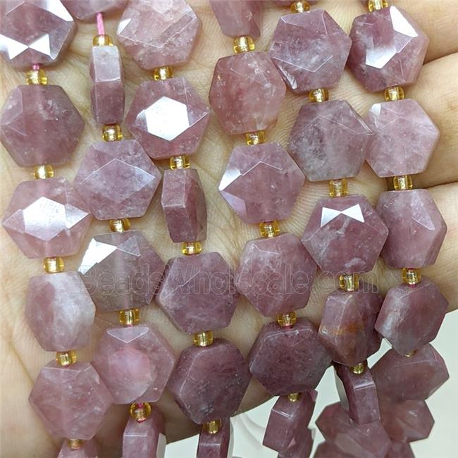 Rose Quartz Hexagon Beads
