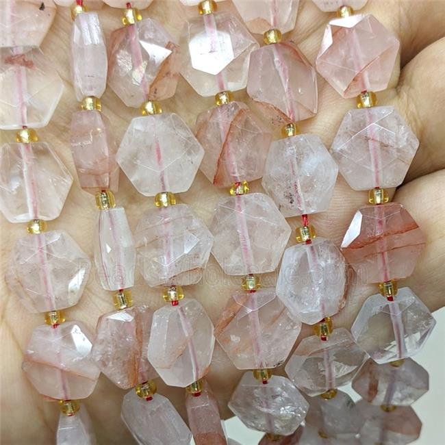 Natural Red Hematoid Quartz Hexagon Beads