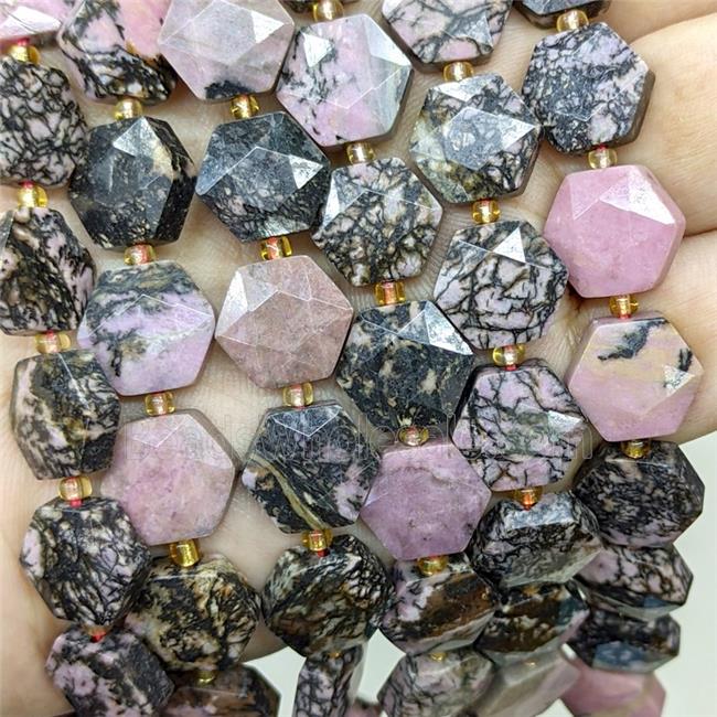 Natural Chinese Rhodonite Hexagon Beads