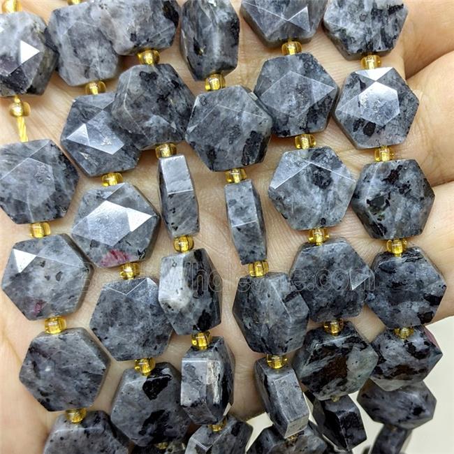 Natural Black Labradorite Hexagon Beads