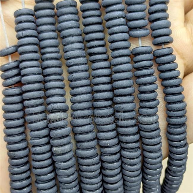 Black Obsidian Heishi Beads Matte