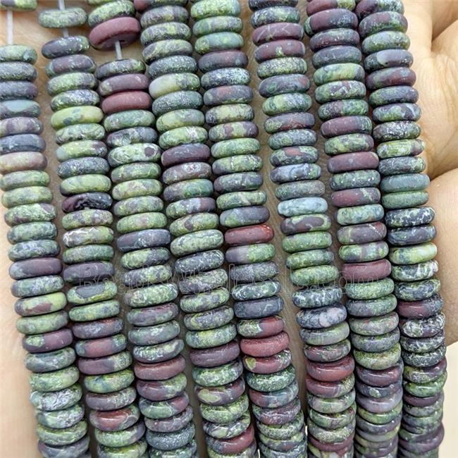 Dragon Bloodstone Heishi Beads Green Matte