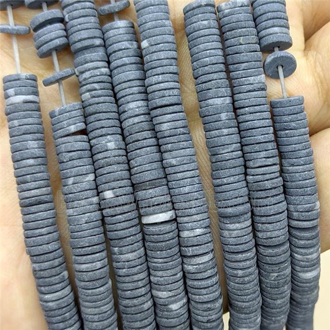 Black Agate Heishi Beads Dye Matte