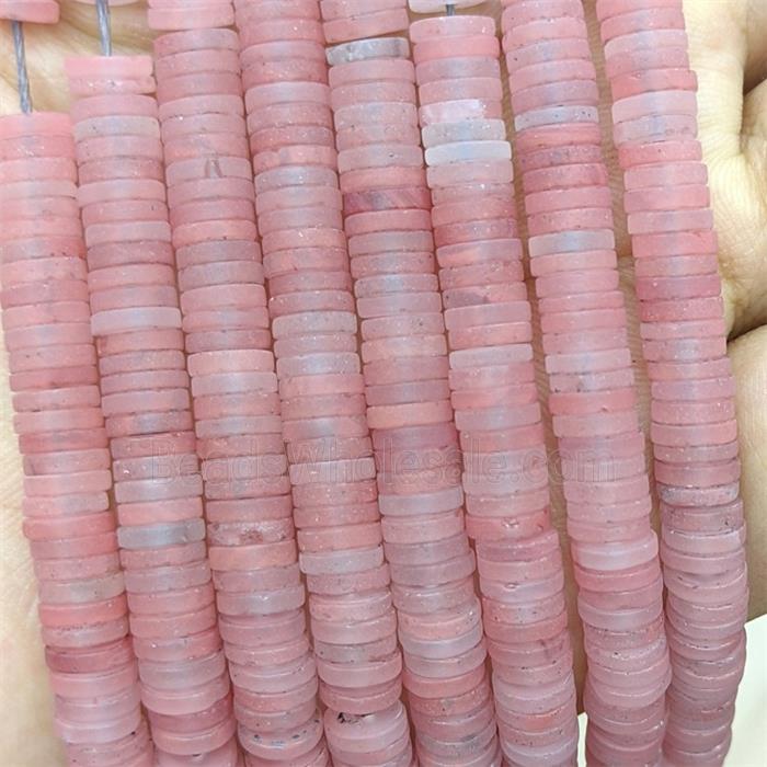 Pink Synthetic Quartz Heishi Beads Matte